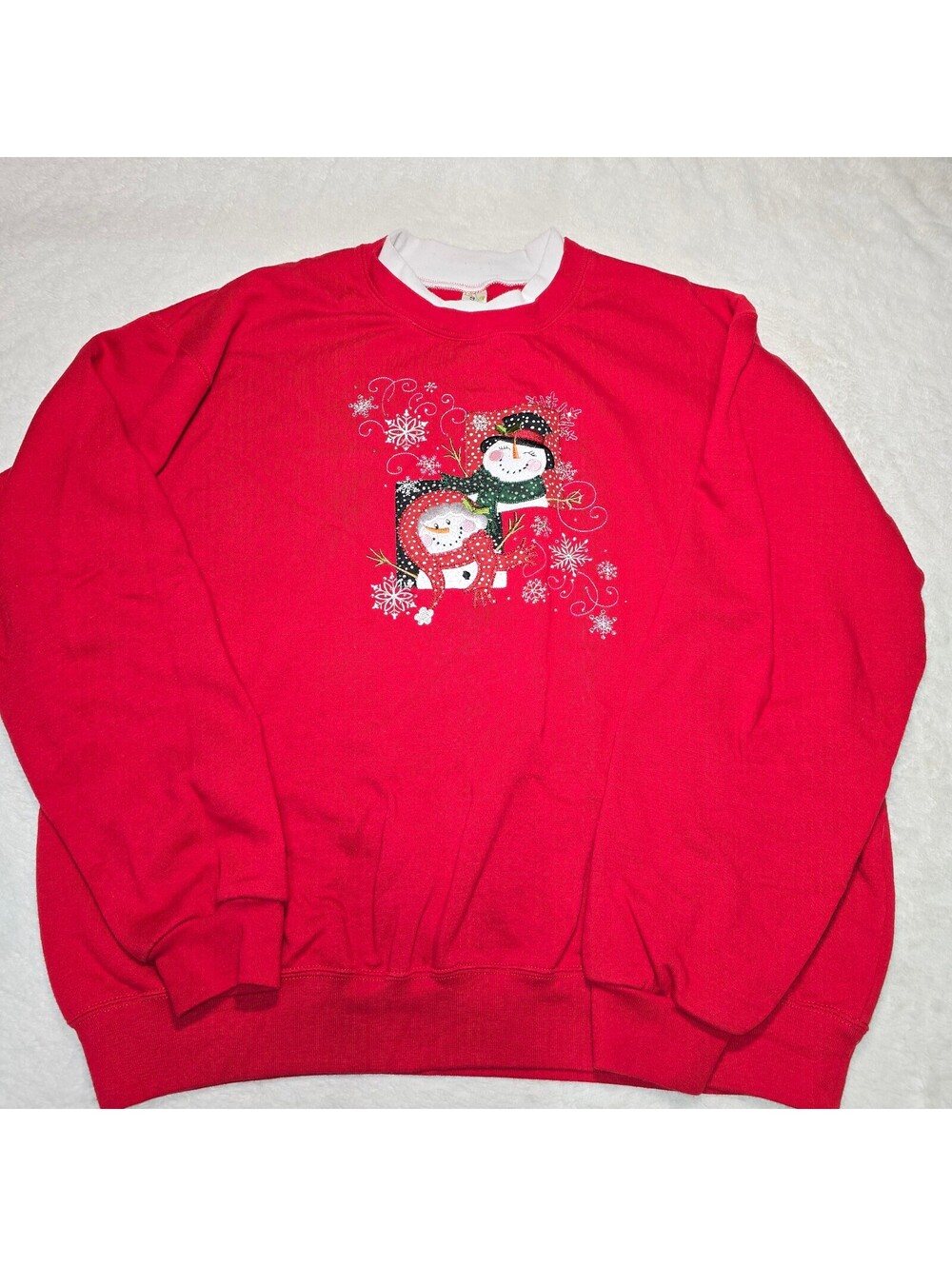 Vintage 90s Decorated Originals Red Snowman Sweatshirt